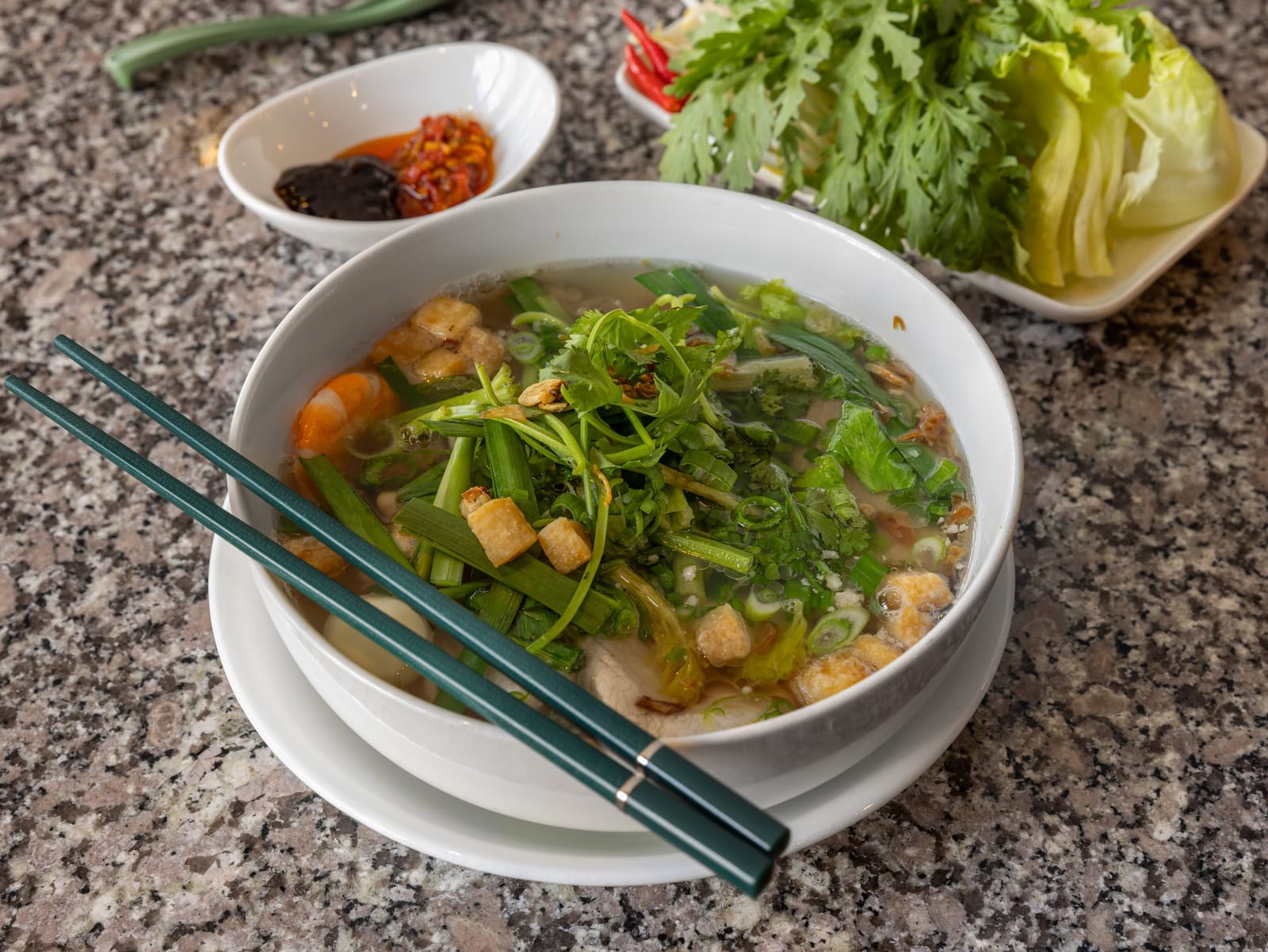Nam Vang noodle soup with shrimp and pork